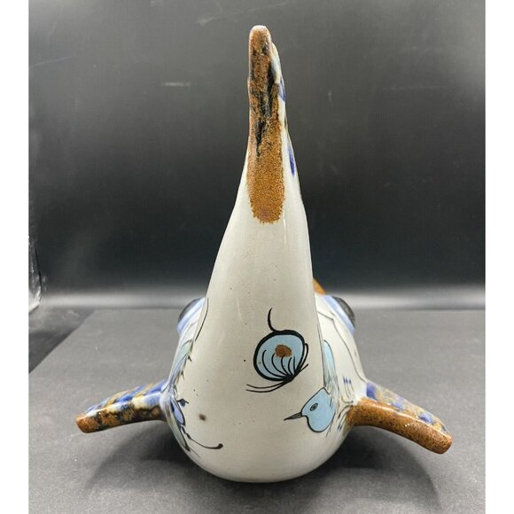Ken Edwards Tonala Mexican Pottery Wide Mouth Fish Handmade Hand Painted Signed - Picture 5 of 13